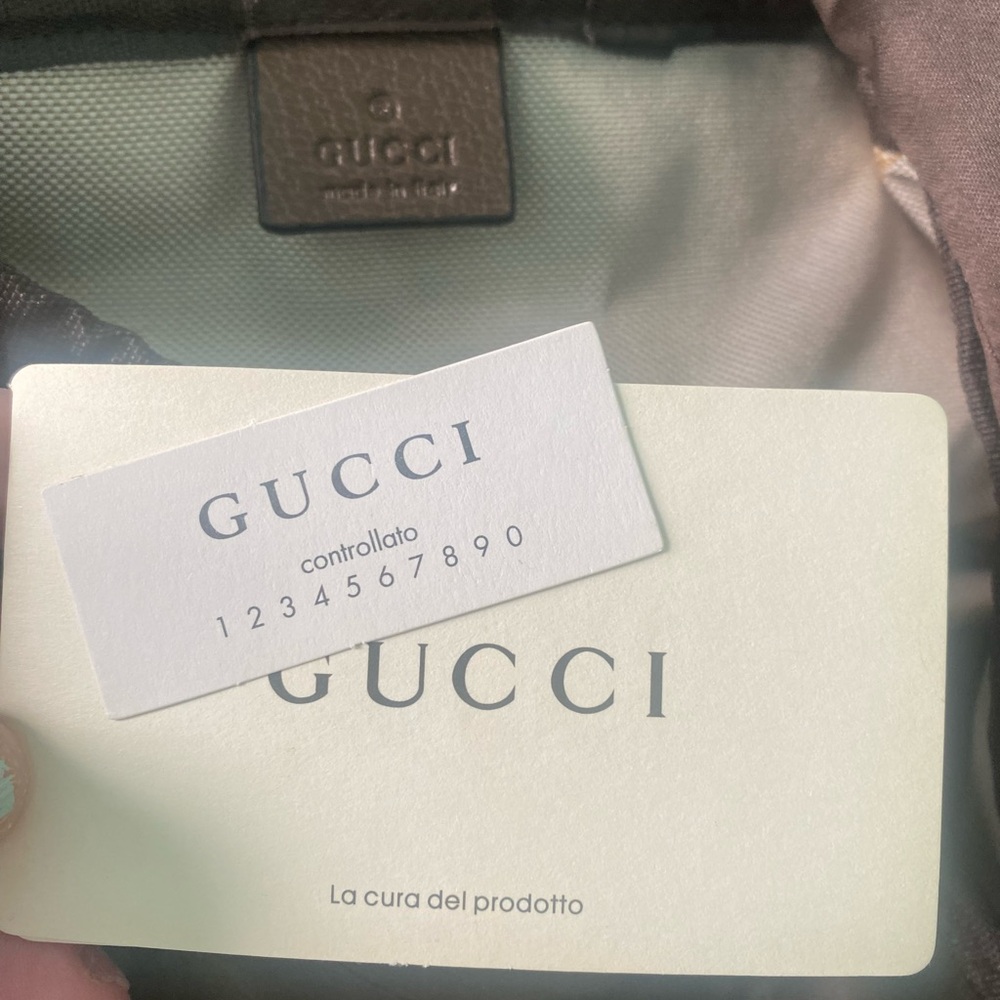 Gucci Monogram Backpack with Red and Green Stripes - Picture 5 of 9